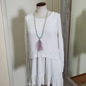 H&M DIVIDED Low Back Ribbon Tie Sweater White S